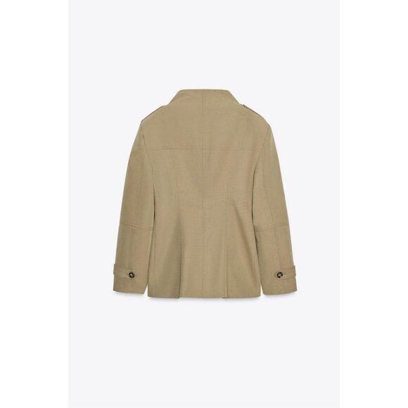 ZARA ARMY STYLE TABBED JACKET WITH SHOULDER TABS AND POCKETS - Picture 9 of 10